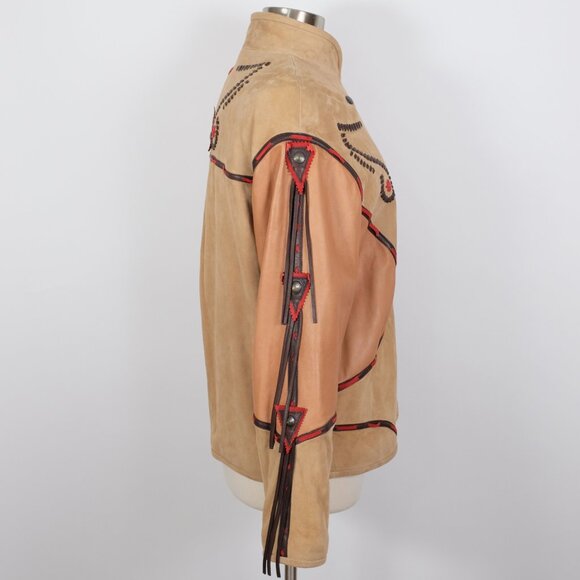 ETRO leather suede jacket 48 US 12 Western Native American tassels - Picture 12 of 13
